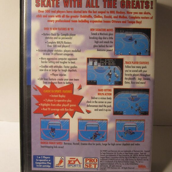 1992 Sega Genesis System Video Game: NHLPA Hockey '93 - Complete with Case - Picture 2 of 4